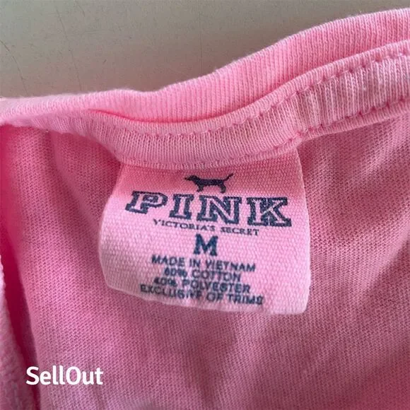 Victoria's Secret Pink Women's M Racerback Tank Top Pink Sleeveless Casual - Picture 2 of 3
